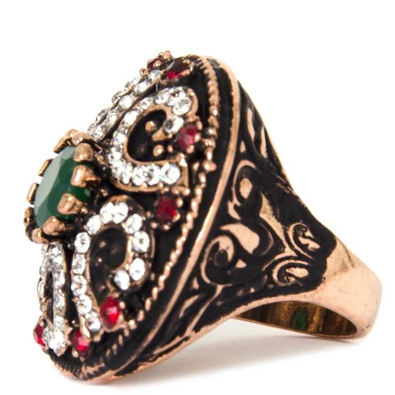 ANEL FUNDIÇÃO PEDRAS STRASS BIZANTINO - MILITAR