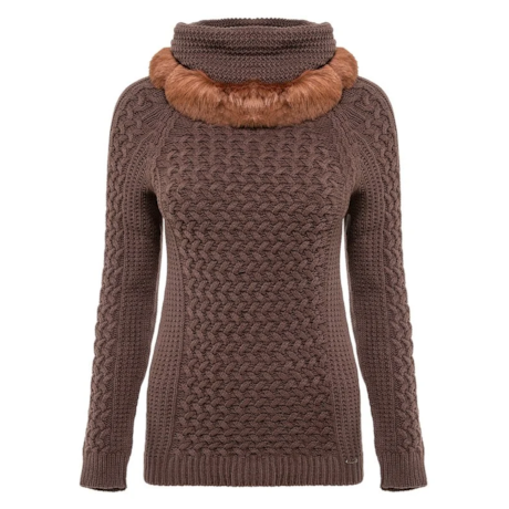 ANSELMI - Blusa  de Tricot Anselmi com Gola Avulsa Pele MARROM ANSELMI - Blusa  de Tricot Anselmi com Gola Avulsa Pele MARROM
