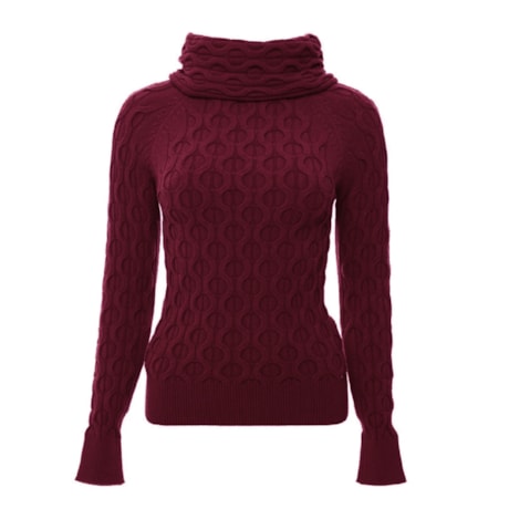 ANSELMI - Blusa de Tricot Feminina com Gola Avulsa Marsala