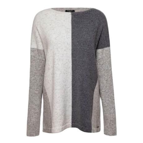 ANSELMI  - BLUSA MAXI DE TRICOT TRICOLOR CINZA ANSELMI  - BLUSA MAXI DE TRICOT TRICOLOR CINZA