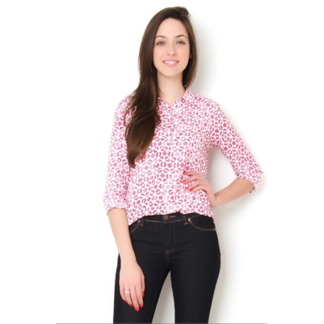 ANTHOLOGIA - CAMISA SHIFFON ESTRELA M/L - FUCSIA