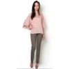 ANTHOLOGIA - BLUSA AMPLA QUADR. DEC.V S/GOLA - NUDE