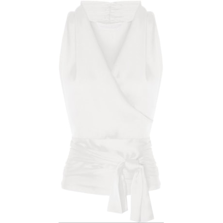 ANTHOLOGIA - BLUSA CETIM CACHE-COEUR CAVADA - BRANCO