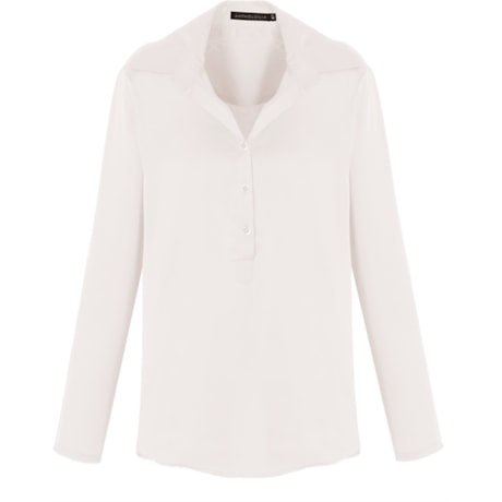 ANTHOLOGIA - BLUSA CETIM LISA 3 BOTOES M/L SEM PUNHO - OFF WHITE