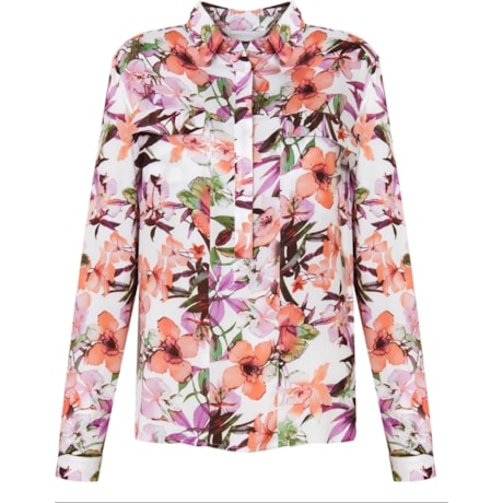 ANTHOLOGIA - BLUSA VISCOSE FLORAL C/ GOLA FALSO BOLSO - BRANCO ANTHOLOGIA - BLUSA VISCOSE FLORAL C/ GOLA FALSO BOLSO - BRANCO