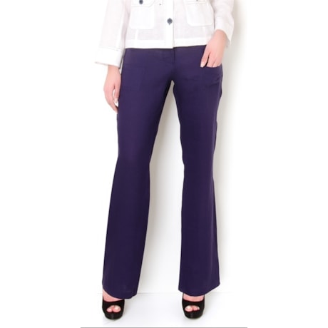 ANTHOLOGIA - CALÇA PANTALONA LINHO BOLSO DUPLO - MARINHO