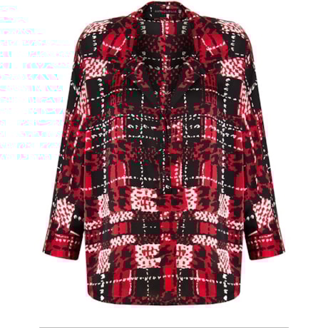 ANTHOLOGIA - CAMISA CETIM XADREZ QUADRADA - VERMELHO