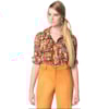 ANTHOLOGIA - CAMISA VISCOSE ESTAMPADA BOLSO CHAPADO - LARANJA