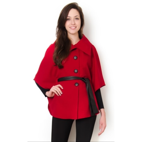 ANTHOLOGIA - PELERINE BOTÕES E FAIXA COURO FAKE - VERMELHO ANTHOLOGIA - PELERINE BOTÕES E FAIXA COURO FAKE - VERMELHO