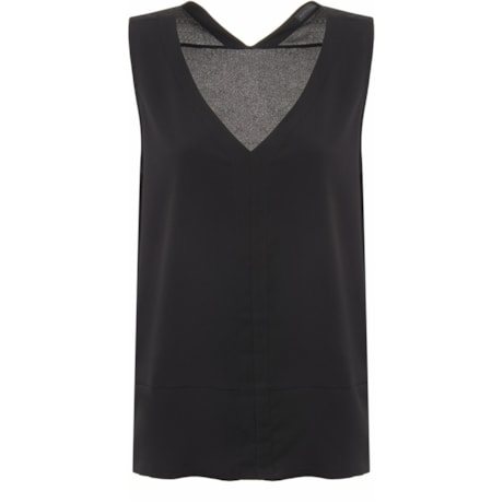 ANTHOLOGIA - REGATA CREPE DECOTE V RECORTES - PRETO