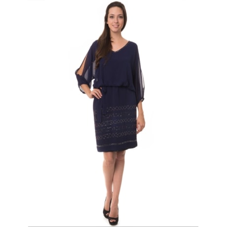 ANTHOLOGIA - VESTIDO BLUSADO BORDADO DECOTE - MARINHO ANTHOLOGIA - VESTIDO BLUSADO BORDADO DECOTE - MARINHO