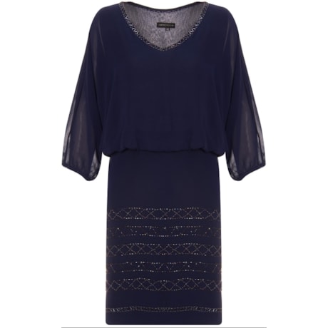 ANTHOLOGIA - VESTIDO BLUSADO BORDADO DECOTE - MARINHO ANTHOLOGIA - VESTIDO BLUSADO BORDADO DECOTE - MARINHO