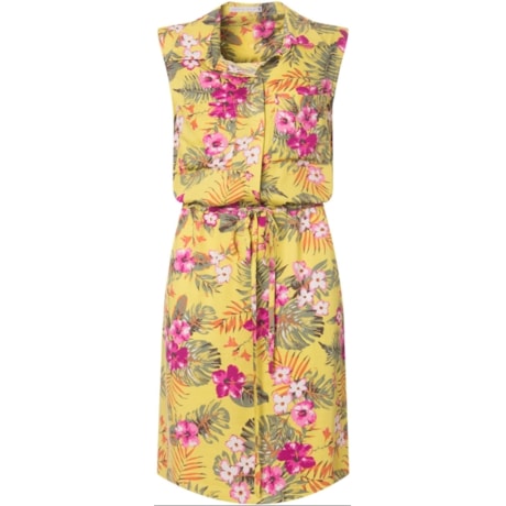 ANTHOLOGIA - VESTIDO BLUSADO ESTAMPADO COM BOLSOS SEM MANGAS - AMARELO ANTHOLOGIA - VESTIDO BLUSADO ESTAMPADO COM BOLSOS SEM MANGAS - AMARELO