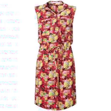 ANTHOLOGIA - VESTIDO BLUSADO ESTAMPADO COM BOLSOS SEM MANGAS - VERMELHO