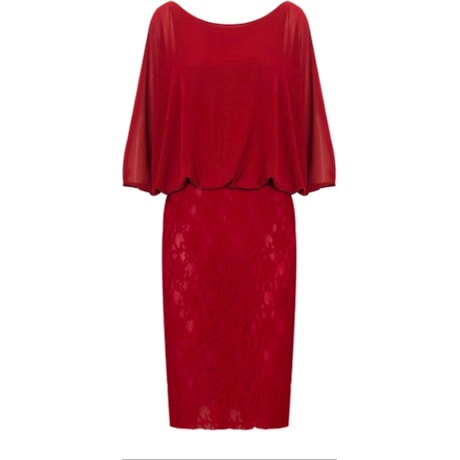 ANTHOLOGIA - VESTIDO BLUSADO SHIFON SAIA RENDA - CEREJA ANTHOLOGIA - VESTIDO BLUSADO SHIFON SAIA RENDA - CEREJA