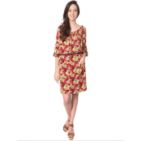 ANTHOLOGIA - VESTIDO ESTAMPADO 2/BOLSOS COM ELÁSTICO MANGA E DECOTE - VERMELHO ANTHOLOGIA - VESTIDO ESTAMPADO 2/BOLSOS COM ELÁSTICO MANGA E DECOTE - VERMELHO