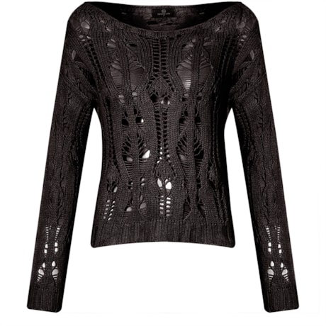 BANANA CAFE - BLUSA CROPPED VAZADO - PRETO BANANA CAFE - BLUSA CROPPED VAZADO - PRETO