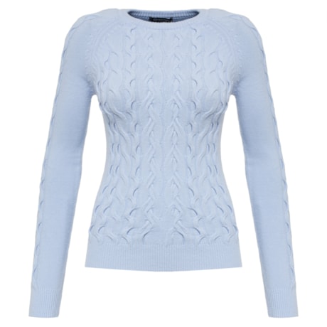 BANANA CAFE  - BLUSA DE TRICOT SOFT BASICA AZUL BEBE