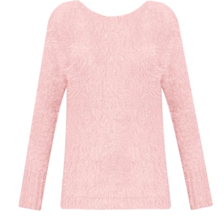 BANANA CAFÉ - BLUSA TRICÔ MOHAIR DECOTE CANOA ALONGADO - ROSA