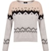 BANANA CAFÉ - BLUSA TRICOT CROPPED ÉTNICO - CINZA