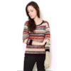 BANANA CAFE - BLUSA TRICOT JACQUARD MESCLA FIOS CROPPED - BEGE