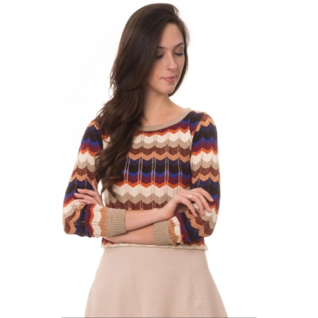 BANANA CAFÉ - BLUSA TRICOT JACQUARD MISSONI - BEGE