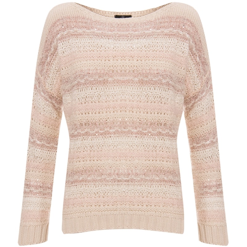 BANANA CAFÉ - BLUSA TRICOT MIX FIOS COM PAETÊ - CRU