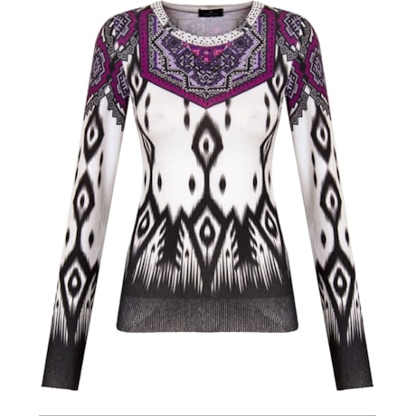 BANANA CAFE - BLUSA TRICOT SILK ÉTNICO M/L - ROSA BANANA CAFE - BLUSA TRICOT SILK ÉTNICO M/L - ROSA