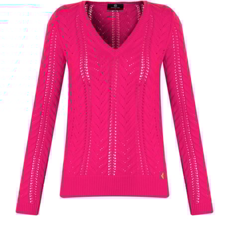 BANANA CAFE - BLUSA TRICOT V TRANÇAS 100% ALGODAO - PINK