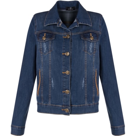 BANANA CAFÉ - JAQUETA JEANS BORDADO ÉTNICO - JEANS