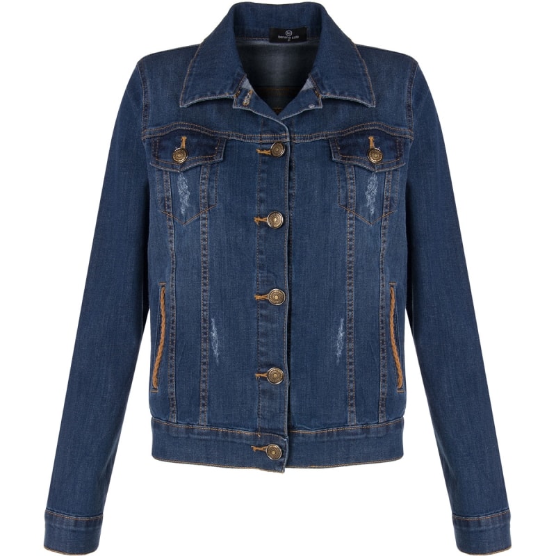 BANANA CAFÉ - JAQUETA JEANS BORDADO ÉTNICO - JEANS
