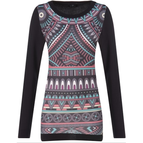 BANANA CAFÉ - MAXIPULL FRENTE JACQUARD - PRETO BANANA CAFÉ - MAXIPULL FRENTE JACQUARD - PRETO