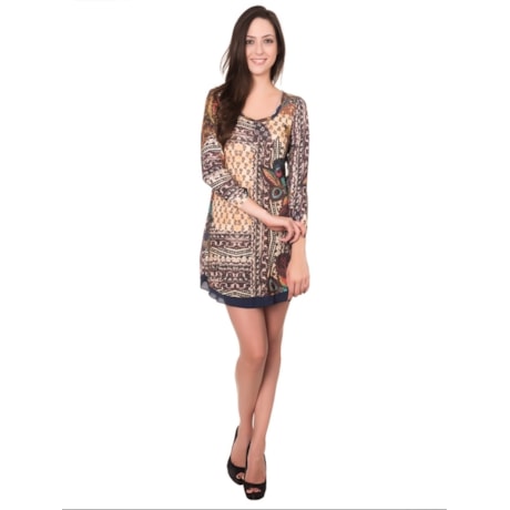 BANANA CAFÉ - VESTIDO T-SHIRT ESTAMPA CASHMERE - PRETO
