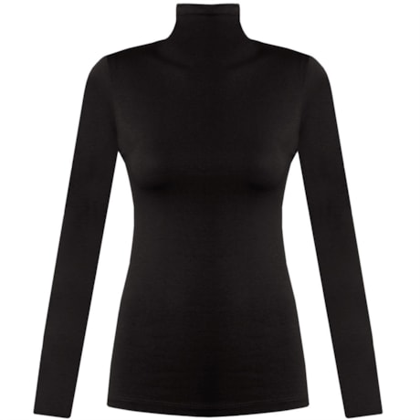 BÁSICA GOLA ALTA M/L ACINTURADA - PRETO BÁSICA GOLA ALTA M/L ACINTURADA - PRETO