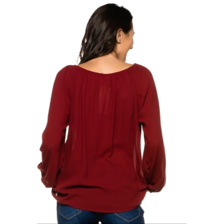 BATA VISCOSE MOÇA BONITA MANGA LONGA LISA DECOTE OMBRO A OMBRO - VINHO BATA VISCOSE MOÇA BONITA MANGA LONGA LISA DECOTE OMBRO A OMBRO - VINHO