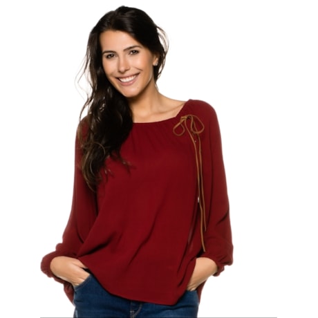 BATA VISCOSE MOÇA BONITA MANGA LONGA LISA DECOTE OMBRO A OMBRO - VINHO BATA VISCOSE MOÇA BONITA MANGA LONGA LISA DECOTE OMBRO A OMBRO - VINHO