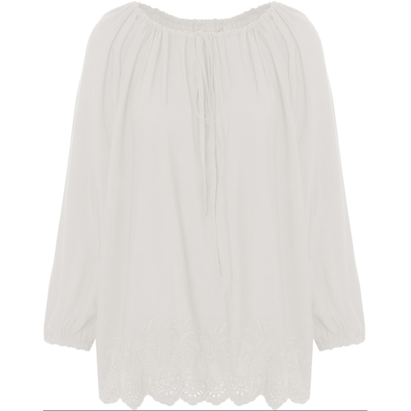 BATINHA COM BARRADO BORDADO - OFF WHITE