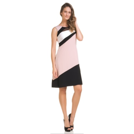 BELART - VESTIDO RECORTE BICOLOR BUSTO TELA - ROSA BELART - VESTIDO RECORTE BICOLOR BUSTO TELA - ROSA