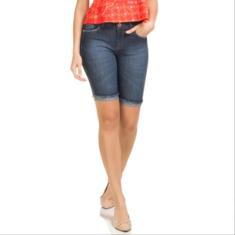 BERMUDA AMBICIONE JEANS STONADA BARRA DOBRADA - JEANS