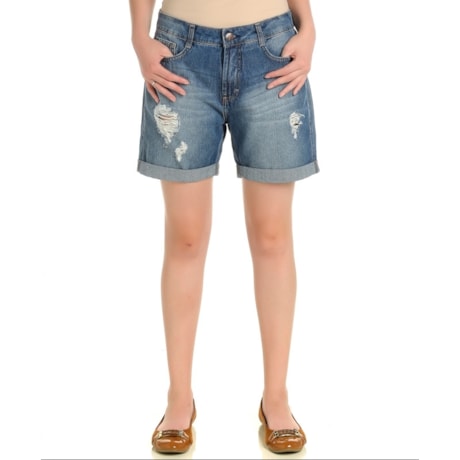 BERMUDA JEANS DZARM  BARRA DOBRADA - JEANS BERMUDA JEANS DZARM  BARRA DOBRADA - JEANS