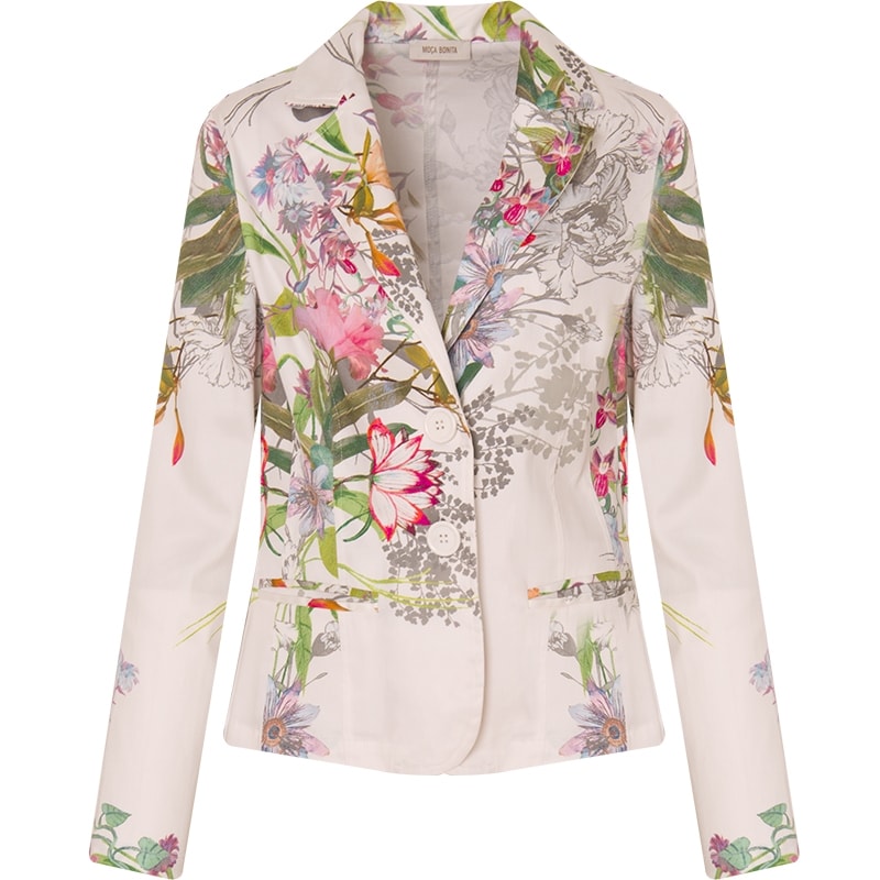 BLAZER FLORAL SARJA C/ STRECH - BRANCO