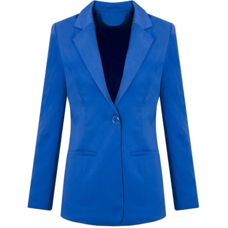 BLAZER POLIVISCOSE M/L 1 BOTÃO COM BOLSO FALSO - AZUL ROYAL