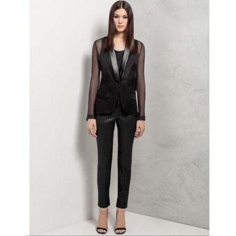 BLAZER TRANSP. C/ COURO - PRETO