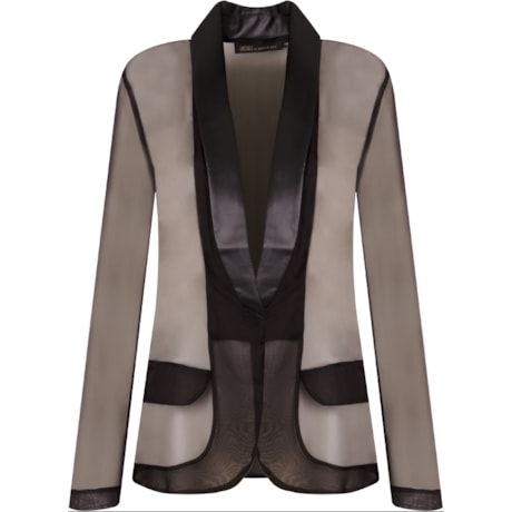 BLAZER TRANSP. C/ COURO - PRETO