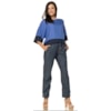 BLUSA 3/4 CHOLET EM CREPE C/ RETILINEA DELAVE - MARINHO