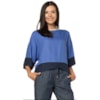 BLUSA 3/4 CHOLET EM CREPE C/ RETILINEA DELAVE - MARINHO