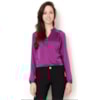 BLUSA ACETINADA GOLA  PADRE 3/BOTÕES FRENTE PREGAS M/L - BRANCO