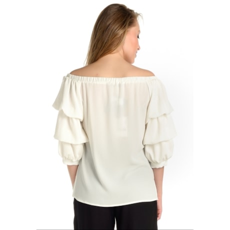 BLUSA  ALPHORRIA  CREPE MANGA CAMADAS - OFF WHITE BLUSA  ALPHORRIA  CREPE MANGA CAMADAS - OFF WHITE