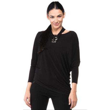 BLUSA ALPHORRIA  GOLA ROLOTE PONTAS - PRETO BLUSA ALPHORRIA  GOLA ROLOTE PONTAS - PRETO