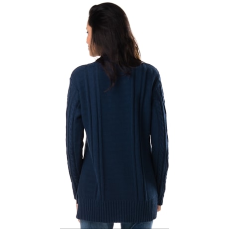 BLUSA AMBICIONE  GOLA ALTA TRANÇAS CLÁSSICA - MARINHO